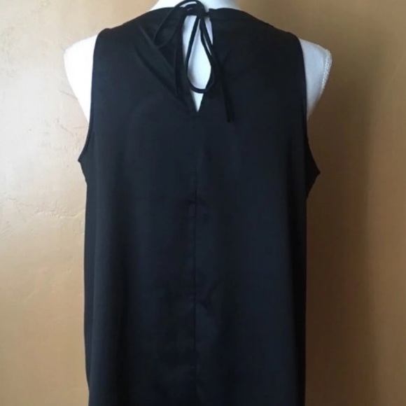 Alfani Sleeveless Black Satin Tunic Style Top with Embellished Neckline  (M) - Picture 10 of 10